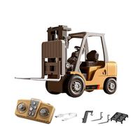 Générique 1/64 Scale Alloy RC Forklift Truck, 2.4G Mini Construction Truck with Remote Controller, Cargo Hook, Forks and Pallet, 10KM/H with Two-Speed Gears for Adults Kids (1 Pcs)