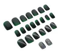 Générique 1 Boîte de Faux Ongles Courts Verts en Pp Colle, Faciles à Appliquer, Matériau Sûr, Style Délicat pour Mariage ou Fête D'anniversaire