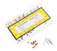 Générique 1 Boîte Kit Outils de Réparation de Montre avec Pièces de Couronne en Cuivre, Prolongateur de Tige, Ressorts Inclus et Boîte de Rangement Portable pour Réparations en Voyage