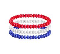 Générique 1 ensemble de bracelets de perles bohème tendance, rouge, blanc, bleu, chaîne à main du 4 juillet, pour un usage quotidien ou un événement spécial