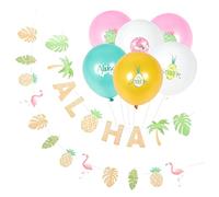 Générique 1 Ensemble Décoration de Fête Hawaïenne Ballons Latex et Banderole Ananas et Palmier Décorations Tropicales pour Événements Festifs