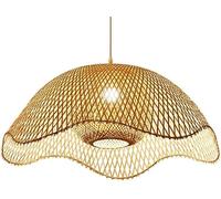 Générique 1-Pack Abat-jour Cage en Bambou Lampe Suspendue en Osier Style Côtier Panier en Rotin Tissé à la Main Suspension E27 Base Suspendue Restaurant Décor Plafonniers,lustre