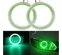 Générique 1 paire de phare LED vert 100 mm 72SMD COB avec anneau halo et yeux d'ange avec couvercle d'abat-jour 12 V 24 V (100 mm, vert)