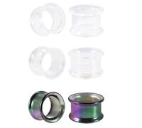 Générique 1 Paire de Tunnels Oreilles en Verre Transparent Iridescent AB - Double Évasement 6-25mm pour Bijoux d'Extension Lobaire(Clear,14mm)