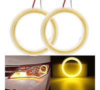 Générique 1 paire d'yeux d'ange LED COB jaune 60 mm 45SMD avec coque, ampoules de phares de voiture, anneau halo, lumières DRL, décoration DC 12 V M (60 mm, jaune)