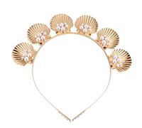 Générique 1 Pc bandeau en coquille d'alliage accessoire bandeaux Chapeaux bijoux couronnes sirène the ritual hair charms party gemstone bandeau pour les couvre-chef en métal Golden