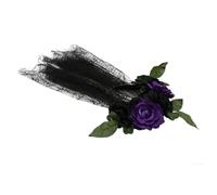 Générique 1 Pc Bandeau Fleur Rose Bandeau Scintillant Pour Femme Élastiques à Cheveux Clairs Bandeau Noir Guirlande De Fleurs Avec Voile Noir Bandeau Vert Bandeau Spa Tissu Polyester Black