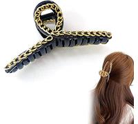 générique 1 PCS Big Hair Claw Clip Ambre 1-Color Metal Chain Design Antidérapant Big Claw Clip Archaistic Shark Claw Clip pour Femmes Dames Cheveux Épais Cheveux LongsMode et beauté