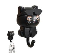 Générique 1 Pièces Porte-clés Chat Auto-adhésif | Crochet De Clés De Chats Mignons Avec Lunettes De Soleil | Aucun Perçage Requis, Crochet Mural Pour, Pour Serviette, Sac À Dos, Chapeau, Écharpe