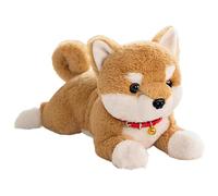 Générique 1 Realistic Dog Plush - 38cm Lying Puppy with Bell | Soft Interactive Animal Doll for Kids on Christmas, Birthday, Or Halloween | Educational Toy for Comfort and Companionship