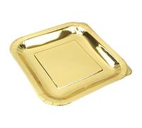 Générique 10 Assiettes CARRÉES Carton 23CM Or