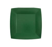 Générique - 10 ASSIETTES CARTON BIO CARRÉES 23CM VERT FONÇÉ