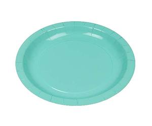 Générique 10 Assiettes Rondes Carton Bio Ø20CM Bleu Vert