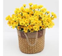 Générique 10 Bundles Funsdecor Artificial Mums,Artificial Outdoor Sunset Mums Flowers,Rainproof Lifelike Artificial Flowers Outdoor Planters for Porch Garden & Yard Decor (Yellow)