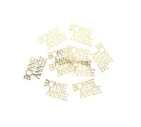 Générique - 10 CONFETTIS BOIS BONNE ANNÉE 6X3.5X0.3CM OR