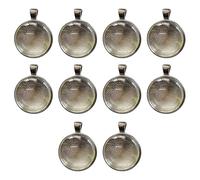 Générique 10 Ensembles de pendentifs Ronds Vierges, Composants de Collier Faits à la Main, Plateau de Pendentif de Collier de 25mm, Texture en Alliage pour la création de Bijoux, Recherche de Bijoux