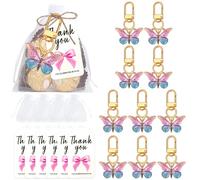 Générique 10 Ensembles Papillon Party Favors Porte-clés Avec Merci Kraft Étiquettes Pour Les Filles Thème Fête D'anniversaire Bébé Douche Goodie Sac