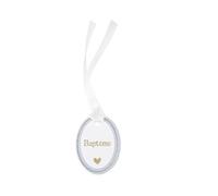 Générique - 10 ÉTIQUETTES Carton BAPTÊME 3X5CM Blanc Bleu