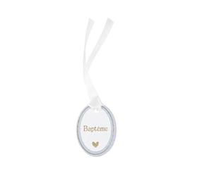 Générique - 10 ÉTIQUETTES Carton BAPTÊME 3X5CM Blanc Bleu