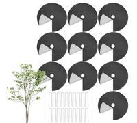 Générique 10 Pack Tree Weed Barrier Rings - Garden Anti-Weed Fabric Mat | Circular Plant Protection Cover | Reusable Tree Root Guard with 20 Ground Stakes Suppresses Weeds Protects Plants