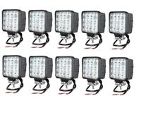 Générique 10 Phares de Travail Carré LED 12V 24V 48W IP67 Faisceau Flood Projecteur Feu Antibrouillard Universel Pour Camion Voiture 4x4 Agricole Camping-car Bateau