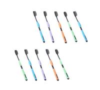 Générique 10 pièces Brosse à Dents Souple Ultra-fine de Bambou pour Soins Bucco-dentaires Manche Antidérapant Ergonomique Lot Familial Mixte Couleurs pour Gencives Sensibles