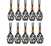 Générique 10 pièces collier en corde réglable en pierre naturelle pendentif chaîne de cou accessoire pierres précieuses filet de poche chaîne de clavicule ensemble de pendentif en pierre polyvalent