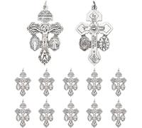 Générique 10 Pièces Crucifix du Pardon Catholique avec Saint Benoît Design Éléments pour la Fabrication de Rosaire Composants Artisanaux Protection Spirituelle