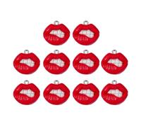 Générique 10 pièces drôle Rouge à lèvres résine Charme Hip Hop Halloween Boucle d ' Oreille Pendentif Accessoires Bricolage Porte-clés Fabrication de Bijoux Artisanat Brillant à lèvres Charme