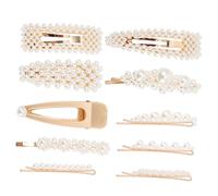 Générique 10 Pièces Ensemble De Pinces à Cheveux Perle Gland Petits Pains Accessoires De Cheveux De Mariée Femmes Peluche Bal De Agrafe Rubans Barrette Strass Acrylique Blanche