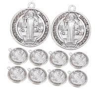 Générique 10 Pièces Médaille Saint Benoît Alliage de Zinc Pendentifs Croix Détaillés pour Bijoux DIY Bracelets et Porte Clés Accessoires Religieux Durables et Polyvalents