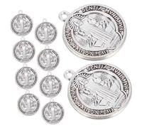 Générique 10 PièCes Pendentifs MéDaille De Saint BenoîT En MéTal Avec Croix Breloques Religieuses Pour Colliers Diy Bracelets Porte-CléS Et Artisanat CréAtif