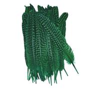 Générique 10 Plumes de pintade Naturelles colorées à Pois, Plumes de Faisan perlées for Loisirs créatifs, Chapeaux, Broderie, décoration, Carnaval(Grass Green)