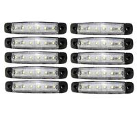 Générique 10 x Feux de Gabarit LED 12V 24V Blanc 6 LED SMD Feu de Position Avant pour Véhicule Agricole Camion Poids Lourds Remorque Utilitaire Fourgonnette Camping-car Caravane