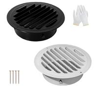 Générique 100 150 160 180 200mm Grille de Ventilation Ronde Noir Blanc en Acier Inoxydable 304 avec Moustiquaire Grille D'évacuation Air Entrant Air Évacué Grille Ventilation(Blanc,200mm/7.9in)