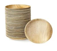 Générique 100 Assiettes en Bois de Palmier, Naturel, Biodégradables, Champêtre - Rondes ou Carrées (lot de 100 pièces) (Grandes Rondes - Ø23 cm (100pièces))