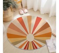 Générique 100 cm Rond Tapis Rond, Beige Motif Rétro Lignes Géométrie Artistique - Tapis à Poils Courts Antidérapant et Lavable Design Élégant pour Salon Chambre Bureau ou Chambre d’Enfant