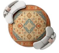 Générique 100 cm Tapis de Salon Rond - Géométrie Tradition Orientale Triangle Imprimé Décoration Tapis Antidérapant Doux pour Salle à Manger Chambre Canapé Cuisine Salle de Jeux, Beige
