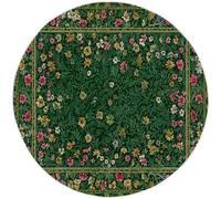 Générique 100 cm Tapis Rond Moderne et Doux Style William Morris Plantes Vert, Tapis à Poils Courts Antidérapant et Lavable, Design Élégant pour Salon Chambre Bureau ou Chambre d’Enfant
