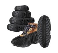 Générique 100 couvre-chaussures jetables en tissu non tissé noir, adaptés à une utilisation intérieure. Respirants, antidérapants et, ils sont extensibles et conviennent à tous. (Black, 40cm)