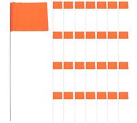 Générique 100 Pièces Acier PVC Drapeaux de Marquage 21 Pouces Orange | Signalisation Fluorescente, Légers à Insérer, Espace pour Notes et Codes, Chantiers D'ingénierie