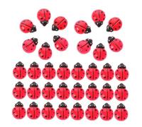Générique 100 Pièces Ornement Coccinelle Sept Étoiles Figurines De Petits Animaux Libellule Stickers Farces Accessoires Extraterrestres Figurines Miniatures Coccinelle Stickers Rouge Résine