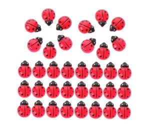 Générique 100 Pièces Ornement Coccinelle Sept Étoiles Figurines De Petits Animaux Libellule Stickers Farces Accessoires Extraterrestres Figurines Miniatures Coccinelle Stickers Rouge Résine