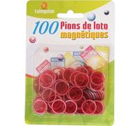 Générique 100 pions magnétique Rouge - Loto - Accessoire Bingo - Jeu - Aimant - Carte - 001