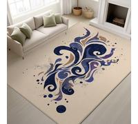 Générique 100 x 150 cm Beige Tapis Spirales Lignes Points Imprimé Anime Abstrait Illustration Tapiss Artistique Énergique & Tapis antidérapant Magique intégré pour Bureau Salon