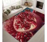 Générique 100 x 150 cm Rouge Tapis Grenade Fruits Vibrant Imprimé Éthéré Illustration Réaliste Tapiss Naturel Frais Élégant & Tapis antidérapant Magique intégré pour Chambre Cuisine