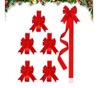Générique 100cm Christmas Tree Bows - 6 Pieces Vintage Ribbon Ornaments,Large Bow Ribbon Christmas Cabinet Decor for Home Decor Party Tree Front Door Holiday Indoor Outdoor Garden Patio Porch