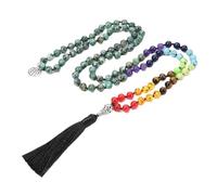 Générique 108 Perles Mala Avec Colliers Des 7 Chakras Collier Arbre De Vie En Obsidienne Noire Pierre Précieuse De Guérison Méditation Mala 8 Mm Perles Pompon Noué À La Main 7 Chakras