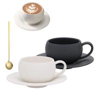 Générique 10oz/300ml Ceramic Coffee Mug with Saucer, Simple Frosted Stone Texture Porcelain Coffee Cup, Latte Art Cup for Espresso,Tea,Homes Office Daily Use,Dishwasher Safe