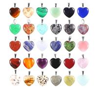 Générique 10PCS guérison cristal coeur lune en forme de croix pendentifs collier breloques pour la fabrication de bijoux bricolage Quartz naturel pierres Chakra amour perles en vrac